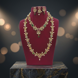 New Ad Stainless Steel Gold Plated Crystal Rhinestone Flower Design Wedding Jewelry Women's Latest Designed <b>Set</b> - Product Image 3