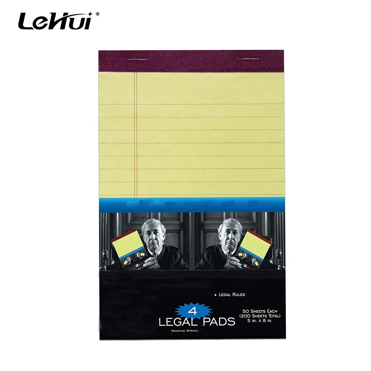 Small Quantity Wholesale Double Red Margin Line Ruled Canary Paper Yellow 5" X 8" Perforated Writing Legal Pad