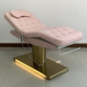 Camilla de Masaje Eléctrica Rosa para Salón de Belleza con Base Dorada, Último Diseño, Cama para Pestañas - Product Image 6