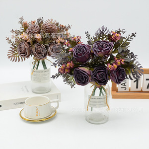 Bouquet de roses artificielles Dongchen Crafts, 10cm-30cm, arrangement de fleurs en soie pour décoration de mariage - Product Image 3