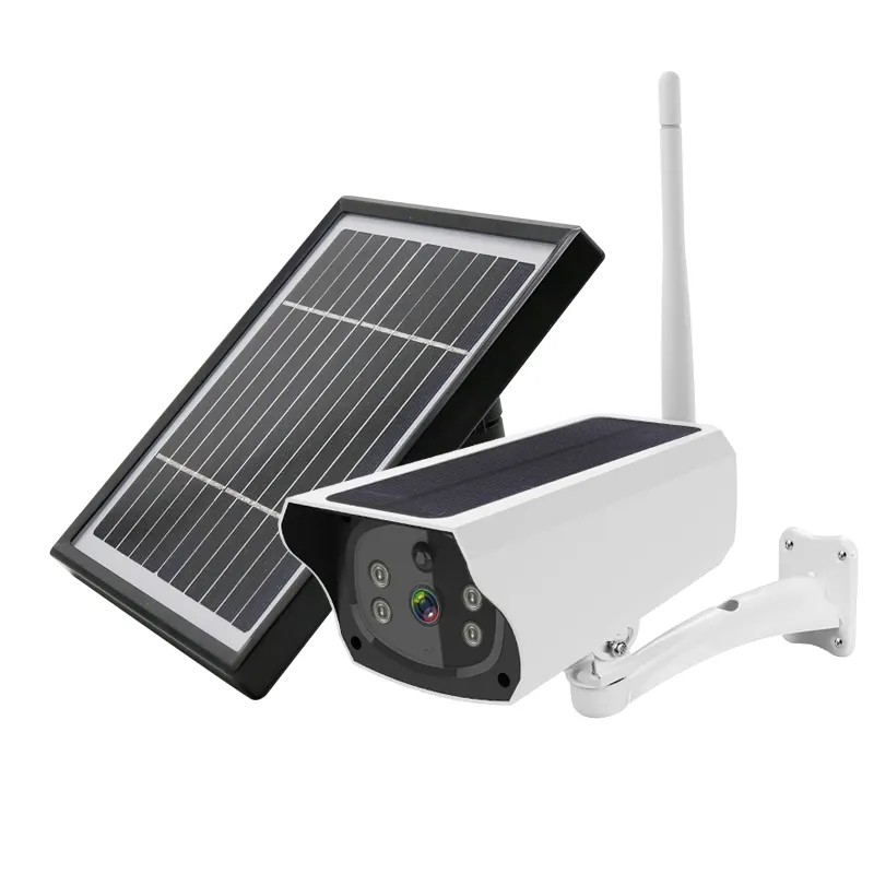 Kamera pengawas tenaga surya 1080P, kamera keamanan rumah luar ruangan, nirkabel, dengan penglihatan malam, kamera pengawas tenaga surya 4G WIFI tahan air