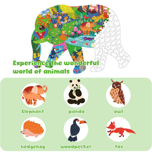 Casse-tête personnalisé 150 pièces en carton bleu, thème Monde Animalier, encre de soja, finition mate, coins arrondis, pour 3,5 ans et plus, thème Océan et Forêt, épais et écologique - Product Image 4