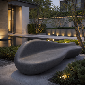 Bandeja para Bonsái de Piedra Gris, Soporte Decorativo para Plantas, Base Curva de Piedra para Escritorio - Product Image 6