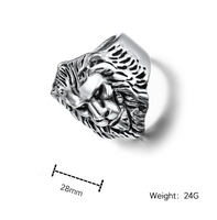 28mm acier inoxydable fonte anneau argent or dominateur Animal héros mâle lion tête roi acier inoxydable anneau doigt anneaux 692