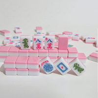 Meilleures ventes : Ensemble de mahjong américain personnalisé en mélamine blanc et rose, 166 cartes, luxe élégant, table de jeu, divertissement pour adultes