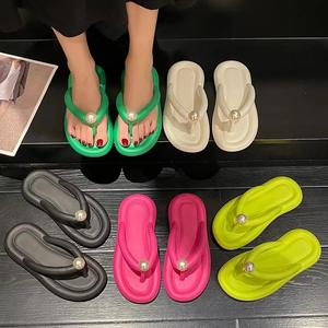 2024 <strong>New</strong> Candy Color Pearl <strong>Flip</strong> <strong>Flops</strong> for Women-Non-Slip Beach Sandals with Printed Design, Lightweight Flat Slippers for Summer - Product Image 2