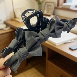 Stylish Grey Denim <b>Bow</b> Hair <b>Clip</b>, 2025 New High-End Hair <b>Clip</b>, Large Shark <b>Clip</b> for Back of Head - Product Image 1