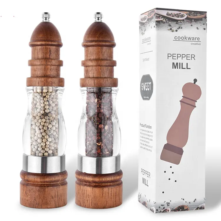 Hot Sale Manual Wooden Salt Grinder Pepper Mill Shakers Wood Salt Pepper Grinder Mill