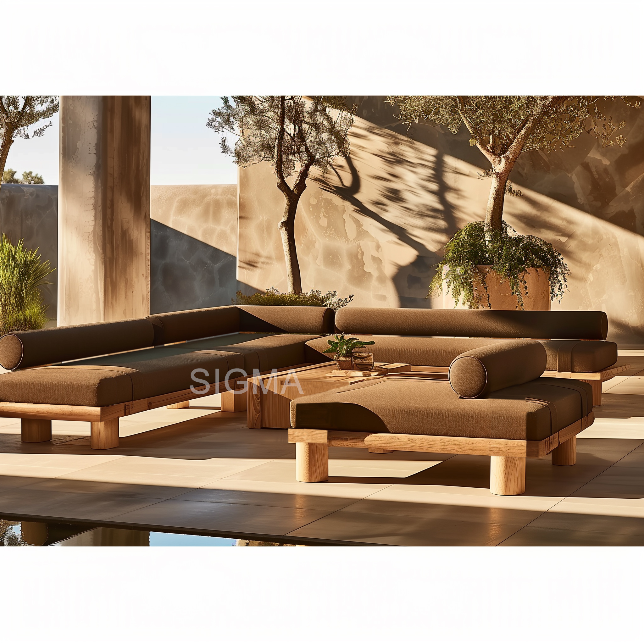 High-end Sectional Sofa All Weather Waterproof Cushions Teak Garden Furniture Sofa Sets