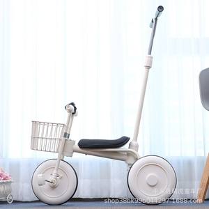 Triciclo Muji para niños de 2 a 4 años con ruedas reforzadas, mango de empuje de tubo de acero y cesta. - Product Image 3