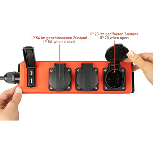 Camping Outdoor 5M 3-Way Schuko Cord Power Strip Socket With 16A 230V Plug and 5V2.1A A+C <b>USB</b> Ports TB01U Europea - Product Image 5