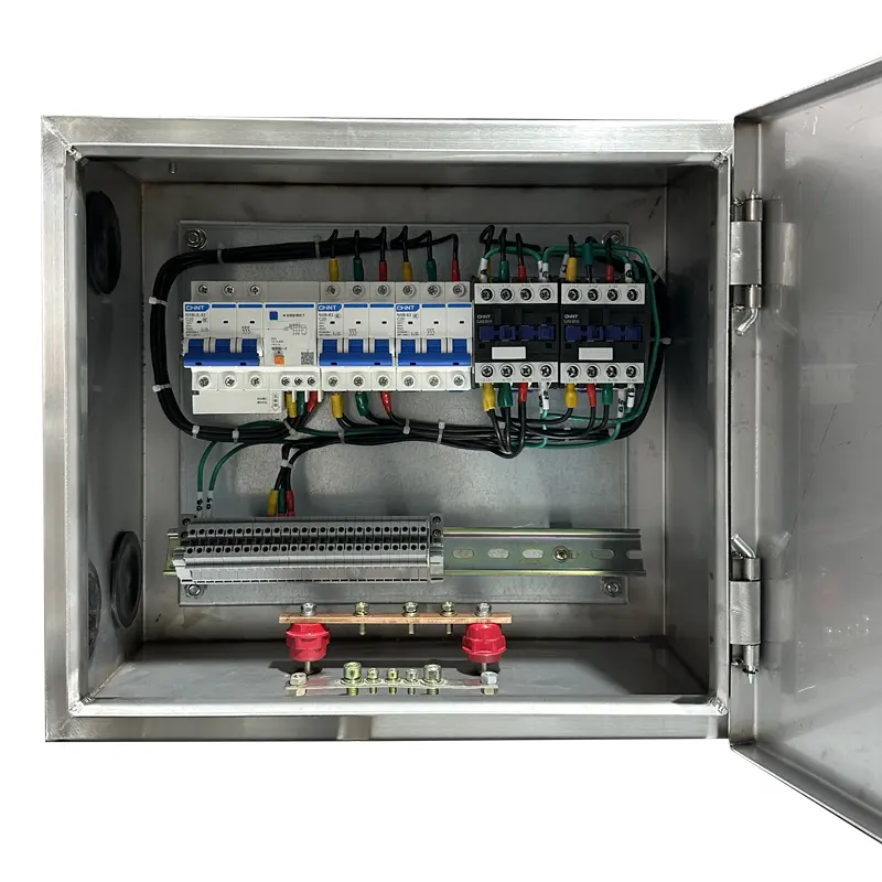 Caja de Panel de distribución de par de Metal para interiores y exteriores personalizada de fábrica, gabinete de control de bomba de tablero eléctrico