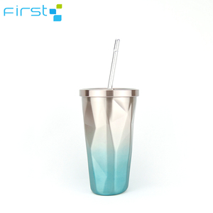 China diseño agradable de brillo de color taza de café vaso de agua con paja - Product Image 2