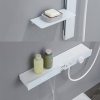 Système de douche rond pour salle de bain mitigeur de baignoire chromé argenté Affichage LED Robinet de salle de bain chaud et froid Ensemble de douche thermostatique