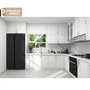 Style Furniture Modern Automatic Kitchen Wall Cabinet Set With Built-In Pull Out Waste Bin