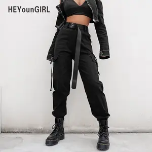 Custom Streetwear Cargo Pants Women Joggers Black Female Trousers