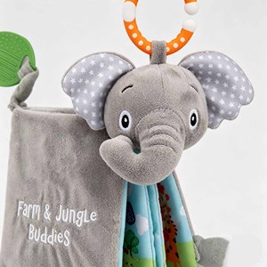 Livre en tissu froissé doux et sensoriel pour bébé, jouet en peluche éléphant pour nourrissons, livre tactile et sensoriel en tissu, jouet pour bébé éléphant - Product Image 2