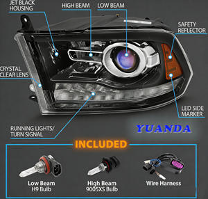 Feux avant LED pour Dodge RAM 2009-2018, faisceau haut, faisceau bas, clignotants, feux de jour (<span class=keywords><strong>DRL</strong></span>) avec bleu, 12V, compatibles avec les phares Dodge Ram - Product Image 6