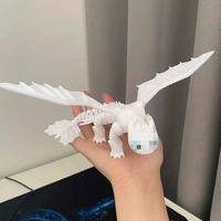 Modèle d'ornement de bureau lumineux Dragon volant imprimé en 3D transfrontalier, articulations mobiles, ailes déployables, rotatif, jouet de type Toothless