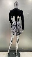 Paillettenbesetztes Clubkleid für Sängerinnen mit Ausschnitten und Quasten, lässiges Hüftwickel-Minikleid, Abendkleid