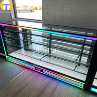 Comptoir de présentation en verre pour magasin de tabac moderne avec éclairage LED RGB, cadre en aluminium, robuste et durable, vitrine de vente au détail