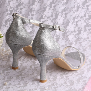 Donne Sexy Strappy Tacco Alto Sandali Glitter <span class=keywords><strong>Argento</strong></span> - Product Image 4