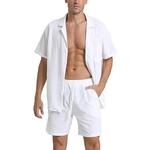 <span class=keywords><strong>Camicia</strong></span> <span class=keywords><strong>di</strong></span> <span class=keywords><strong>lino</strong></span> da <span class=keywords><strong>spiaggia</strong></span> estiva da uomo e da 2 pezzi corti completi da uomo - Product Image 2
