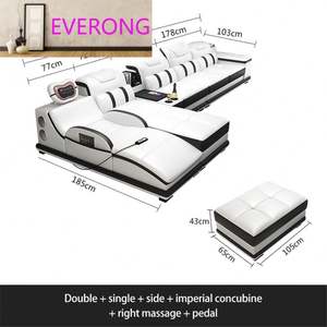 Canapé d'angle multifonctionnel en cuir, design moderne et simple, pour salon, avec fonction massage, facile d'entretien, idéal pour appartement, disponible en plusieurs tailles - Product Image 1