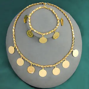 مجموعة مجوهرات نسائية من Ayong مكونة من قلادة وأساور من الذهب عيار 18 ومطلية بالذهب عيار 18