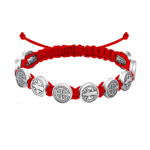 1 pieza de pulseras tejidas rojas que pueden proteger la oración y el exorcismo o regalar pulseras hechas a mano de San Benedic - Product Image 1