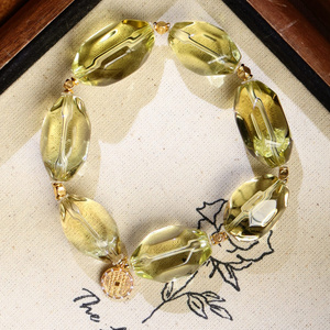 Natural Citrine Irregular Pineapple Cut Beaded Stretch <b>Bracelet</b> with Gold Tone Details <b>for</b> <b>Women</b> Jewelry Wholesale - Product Image 4
