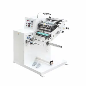 Máquina de rebobinado de torreta, autoadhesivo, etiqueta, rollo de papel, cortadora, rebobinado, suministro de fábrica