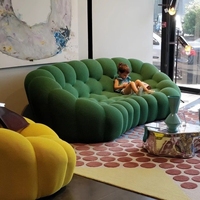 Sofá Seccional Modular Convertible Moderno, Tela Suave, Esponja, Diseño de Burbujas Coloridas, Personalizable para Sala de Estar