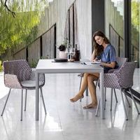 Ensemble de table et chaises de salle à manger d'extérieur en aluminium tressé, meubles de jardin modernes résistants aux intempéries