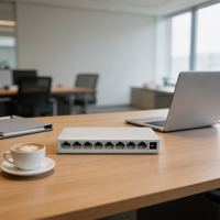 Switch de Red Gigabit de 8 Puertos 10/100/1000Mbps, Plástico, de Escritorio, 16Gbps, Plug and Play, para Hogar, Oficina, Cámara IP