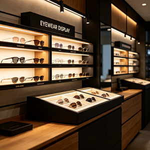 Modern Optical Shop Display Cabinets Simple Led Lighting Eco Friendly Glasses Shelf Custom Furniture Interior Design - Product Image 2