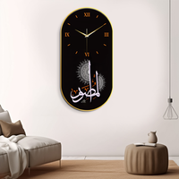 Jam dinding Mural kaligrafi Arab Islam dekorasi rumah lukisan seni jam dinding kristal gambar religius Muslim bingkai PVC