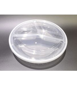 Contenedor Redondo de Plástico PP Desechable de Alta Resistencia HACAMY con 3 Compartimentos y Tapa para Necesidades de Catering Comercial - Product Image 2