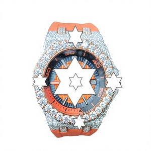 Reloj de Lujo con Caja de Acero Inoxidable, Correa de Silicona, Esfera Redonda Naranja, Cristal de Zafiro, Movimiento Analógico de Cuarzo, Unisex - Product Image 1