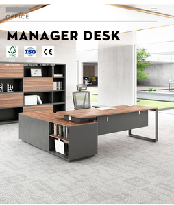Escritorio Ejecutivo Moderno en Forma de L con Caja para Cables, Cajón con Cerradura Personalizada y Estación de Trabajo de Tablero Ecológico para Oficina - Product Image 1