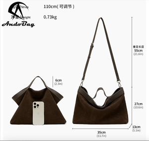 Sac fourre-tout en cuir de vachette Andong pour femmes, sac à bandoulière pour les sorties en plein air, grande capacité, pour les trajets quotidiens, le travail, sac à main - Product Image 3