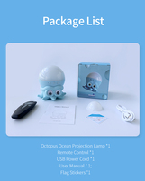 Lampe de projection LED pour chambre d'enfant, motif pieuvre et ondulations aquatiques, avec haut-parleur, pour thème océan