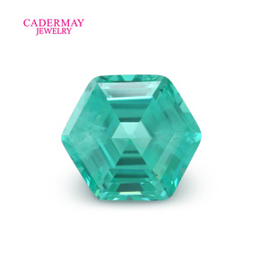 Cadermay Synthetic Paraiba Blue Green Hexagon Cut Loose Gemstone For Jewelry Making - Product Image 5
