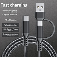 Câble de charge rapide USB A vers Type C 2 en 1, tressé en nylon, avec fonction de transfert de données