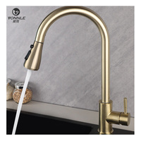 Robinet de cuisine professionnel monotrou, style classique, en acier inoxydable, multifonction pour eau chaude et froide, design à poignée unique