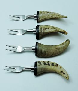 Juego de Cubiertos de Acero con Mango de Cuerno Natural Marrón, Cubertería de Acero Inoxidable Personalizada Brillante para Hotel - Product Image 2