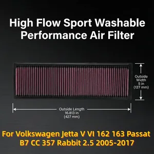 Nuovo Filtro Aria Sportivo Lavabile ad Alto Flusso 07K129620 per VW Jetta V VI 162 163 <span class=keywords><strong>Passat</strong></span> B7 CC 357 Rabbit <span class=keywords><strong>2.5</strong></span> 2005-2017 - Product Image 1