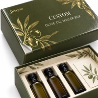 Boîte d'emballage cadeau personnalisée avec logo, pour dégustation d'huile d'olive, base et couvercle rigides, impression CMYK, finition brillante, boîte de présentation