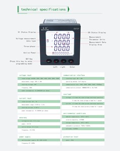 Medidor de Energí<span class=keywords><strong>a</strong></span> Multifuncional Trifásico de Cuatro Cables con Pantalla LCD y Comunicación RS485 ES72Y 2DI - Product Image 5