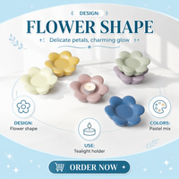 Set Tempat Lilin Teh Keramik Bentuk Bunga Gaya Nordik Modern, Porselen Pastel Matte Buatan Tangan, Dekorasi Rumah